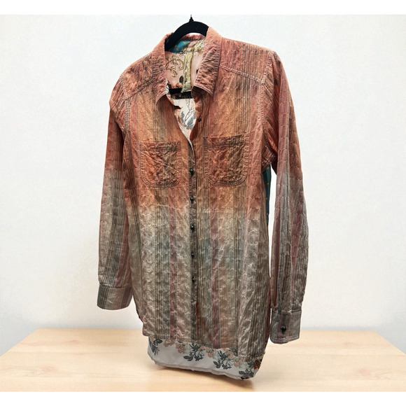 Aratta Silent Journey Floral Park De La Pau Button Down Tunic Shirt Size Small - Picture 1 of 7